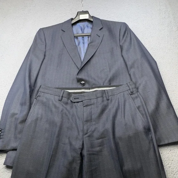 Giorgio Armani Suit Mens 42R Taylor Navy Blue 2 Piece Wool Silk Pants 34x32