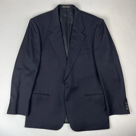 Valentino Uomo Navy Blue Virgin Wool 2 Button Sport Coat Mens Size 41R‎