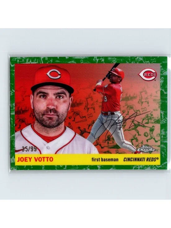 2025 Topps Chrome Platinum Joey Votto #477 Toile White Green Refractor /99 Reds
