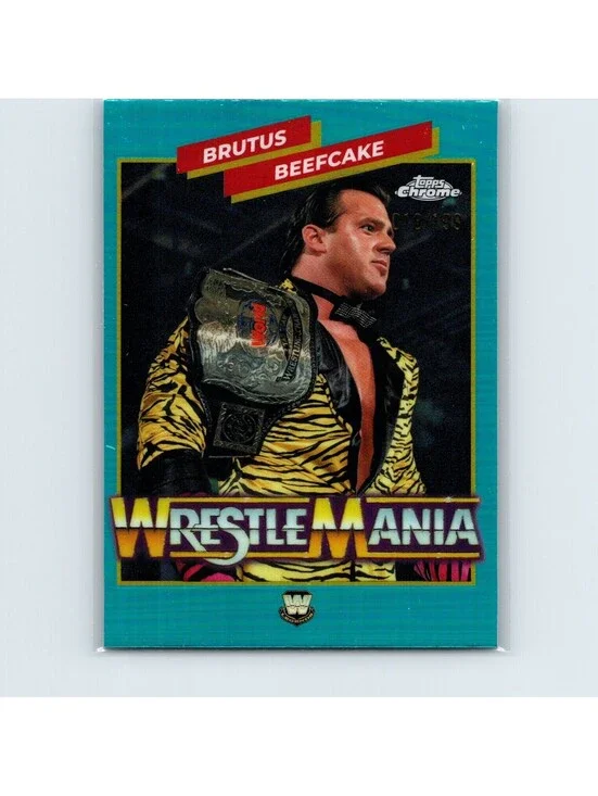 2026 Topps Chrome WWE Brutus Beefcake WMR-10 WrestleMania Recall Aqua /199