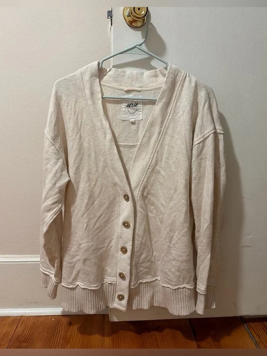Aerie Cream Knit Button Front Cardigan Sweater | Boho Cozy