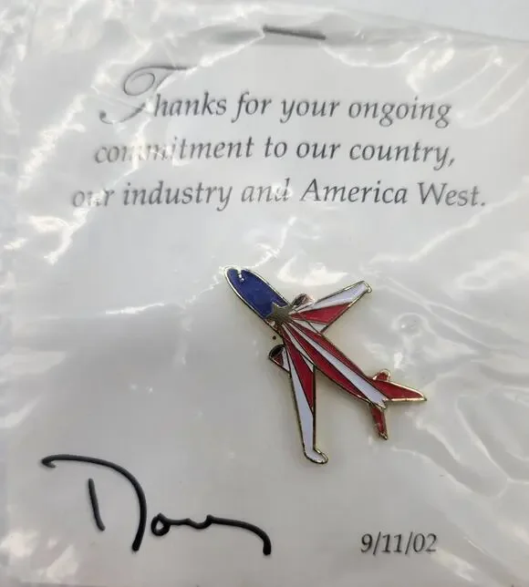 America West Airlines Thanks Commitment Airplane Promo Single Pin Pinback