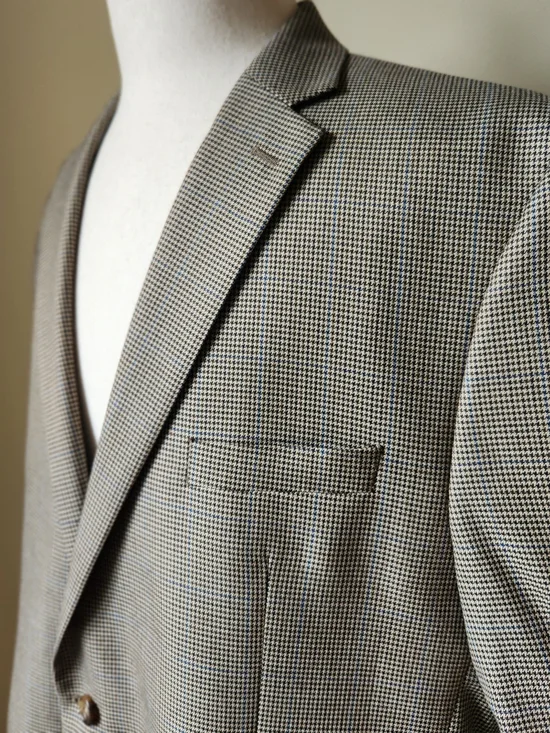 Lauren Ralph Lauren Mens 48R Tweed Look Houndstooth Blazer Tan Brown Sport Coat