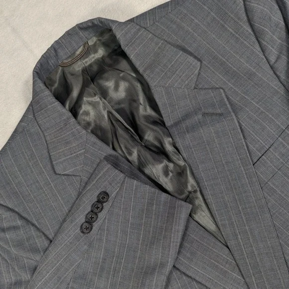 Vintage Christian Dior Monsieur Mens Grey Pinstripe Blazer Two Button