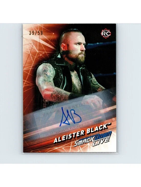 2019 Topps WWE SmackDown Live Aleister Black Rookie #2 Orange Auto #/50