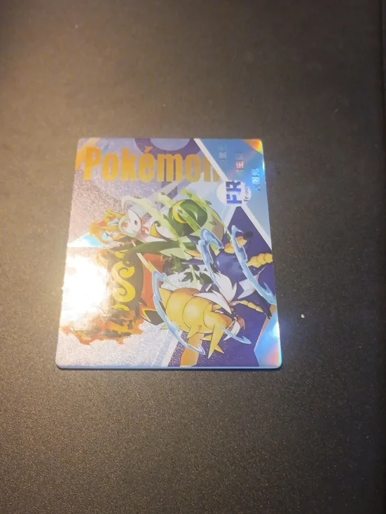 Pokemon Holographic Card - Blue, Yellow, Gold Accents