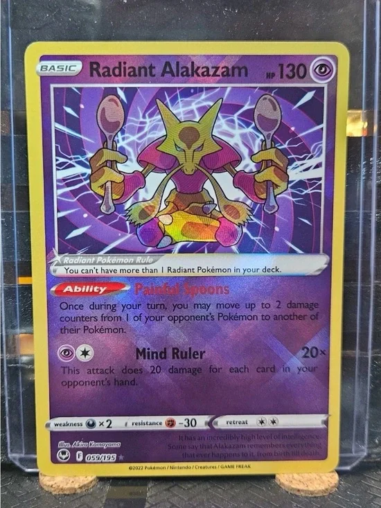 Pokemon Radiant Alakazam Trading Card - Purple, Yellow