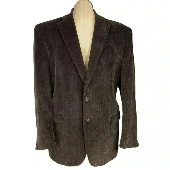 Chaps Blazer Sport Coat Men 42R Brown Corduroy 2 Button Classic Jacket Vented