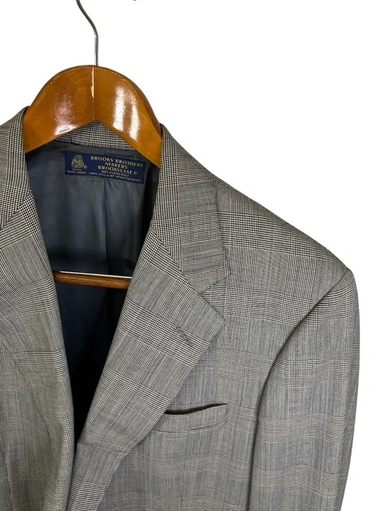 Brooks Brothers Makers Brooksease Gray Glen Plaid Sport Coat Wool Union