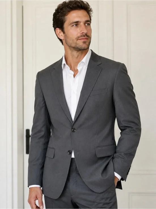 Calvin Klein Men's Wool Blend Slim Fit Jacket Blazer -  Brown/Gray 46R