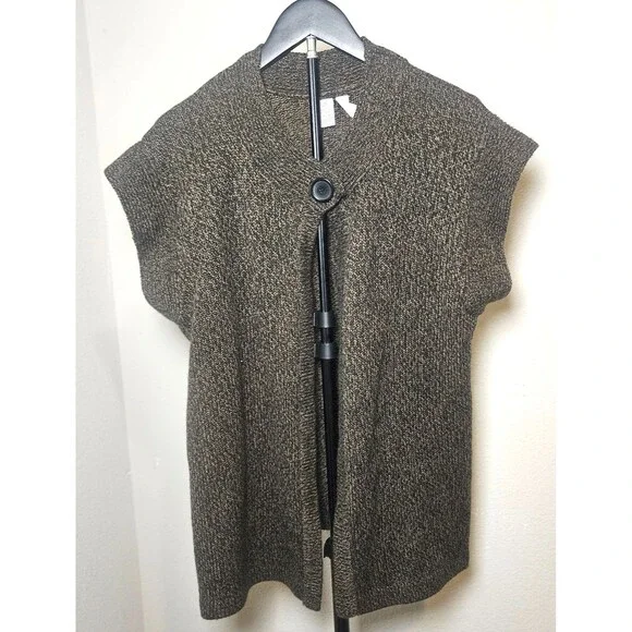 Bobbie Brooks Womens Sweater Vest 1X Brown‎ Knit Button Front Plus Sz Cozy Layer