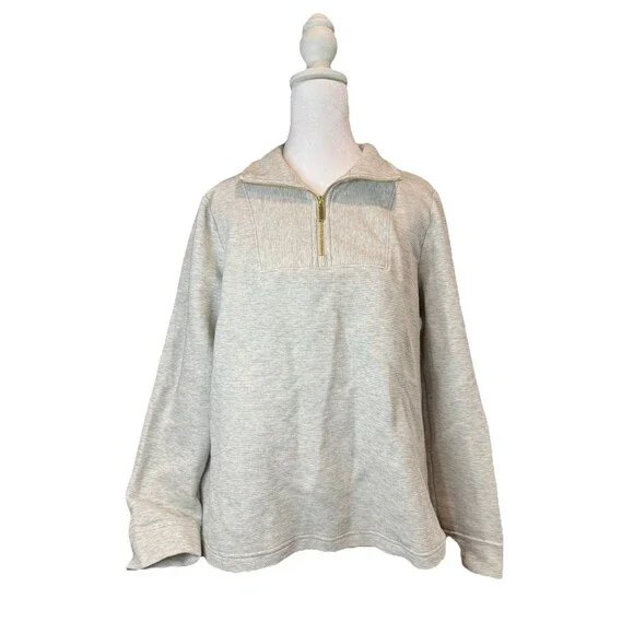 Croft & Barrow Sweater Size Medium Grey Quarter Zip Pullover Zip Women's NWT