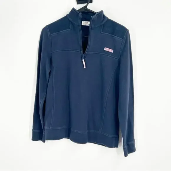 Vineyard Vines The Shep Quarter Zip Navy Blue Knit Pullover‎ Sweatshirt Sz Small