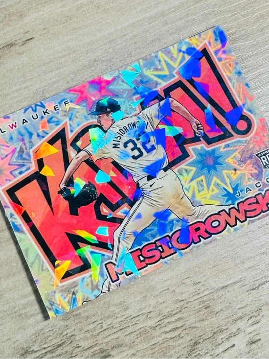 Jacob Misiorowski Rookie 2025 Panini Kaboom Holographic Novelty Card.