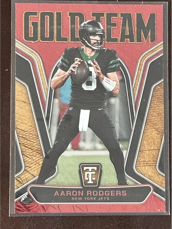 AARON RODGERS 2024 PANINI TOTALLY CERTIFIED #14 GOLD TEAM RARE #’d 222/249 NM