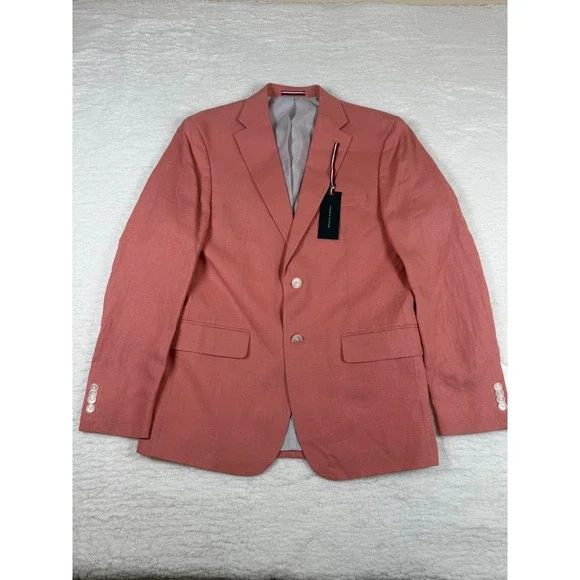 Tommy Hilfiger Men's 36S Linen Sport Coat Light Red Conrad Blazer NWT $295