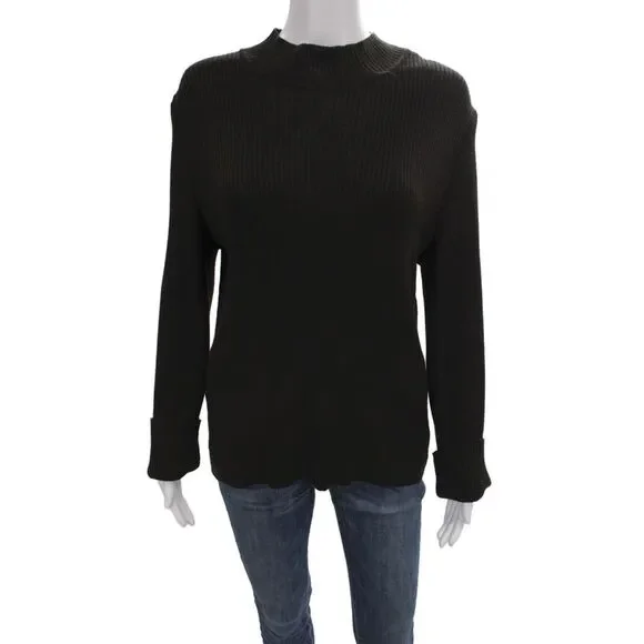 St. John Unisex Pullover Black Mock Neck 63% Wool 37% Rayon Size L