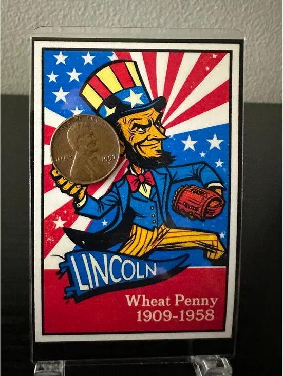 Real Wheat Penny Abraham Lincoln Custom Card Novelty Collectible Gift #4