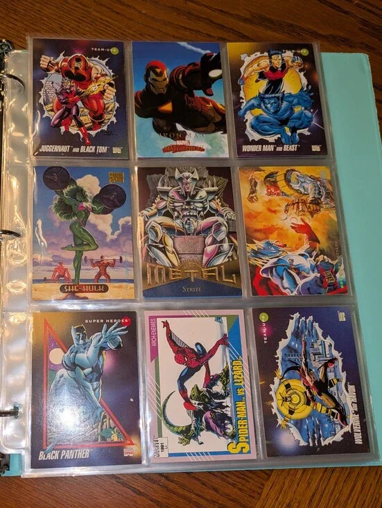 Marvel 100 Card Binder 🔥 Superheroes & Villains Trading Card Collection Lot