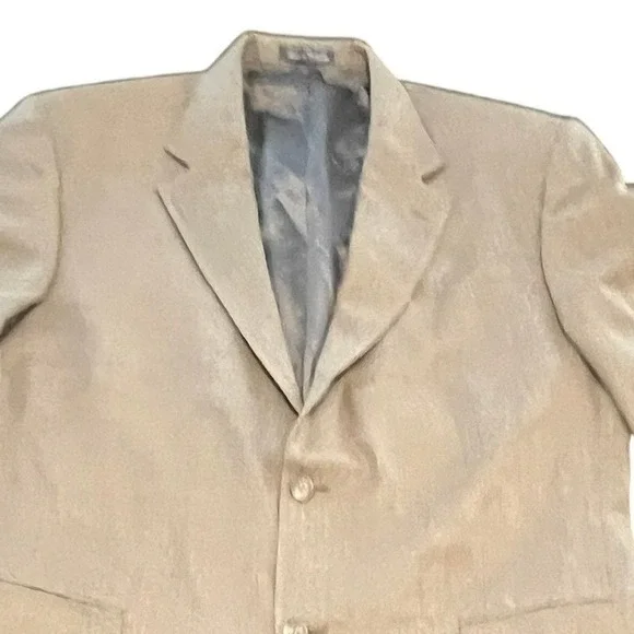 Oscar‎ de la Renta Mens Tan Two Button Blazer Sport Coat Beige Textured Jacket