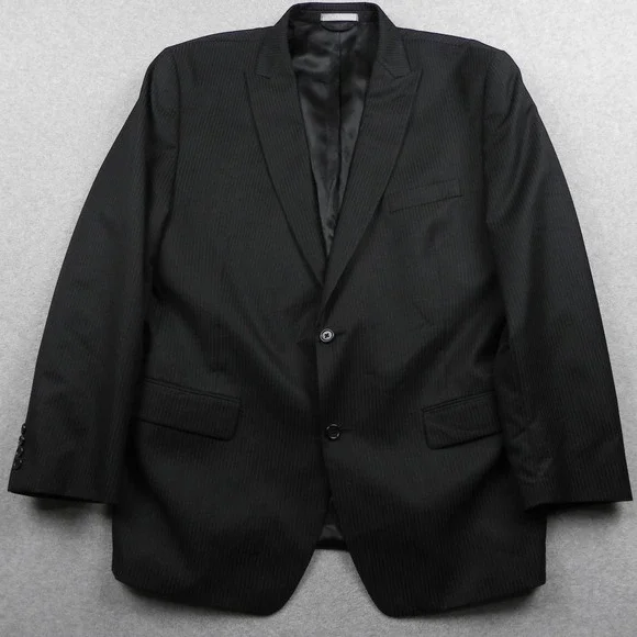 Michael Kors Suit Jacket Mens 50R Regular Fit Black Pinstripe 2 Button Blazer