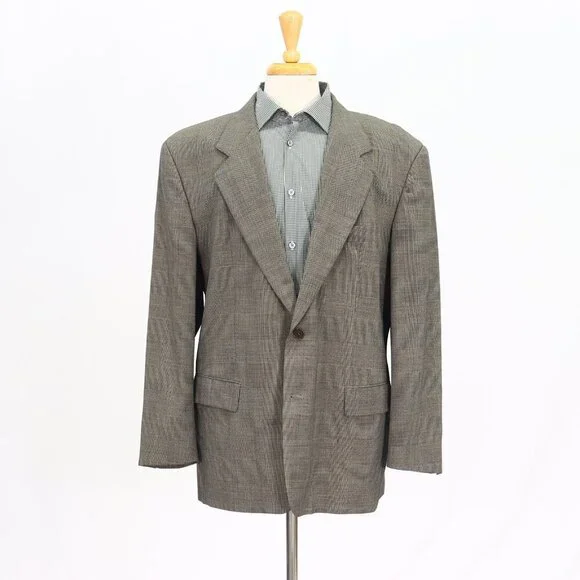 Hugo Boss 44R Brown Check 2-Button Sport Coat Blazer Jacket T239