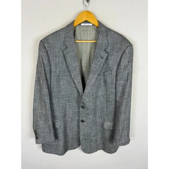 Armani Collezioni Giorgio Mens Grey Viscose Blazer Sport Coat 46R Made in Italy