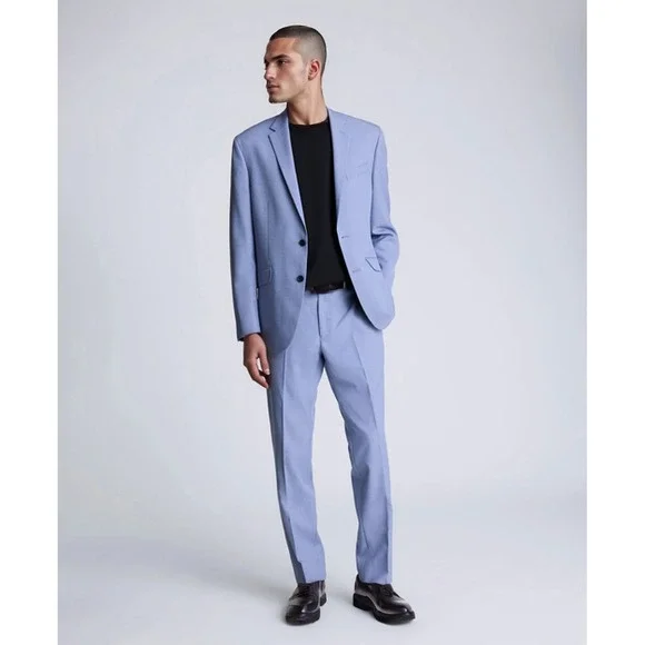 Kenneth‎ Cole reaction 2 Piece Suit Mens 36S Pants 29W Light Blue Quiet Luxury