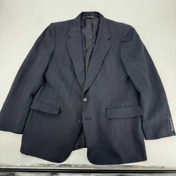 Christian Dior Monsieur Wool‎ Blazer Jacket Men's Dark Blue Button Front Classic
