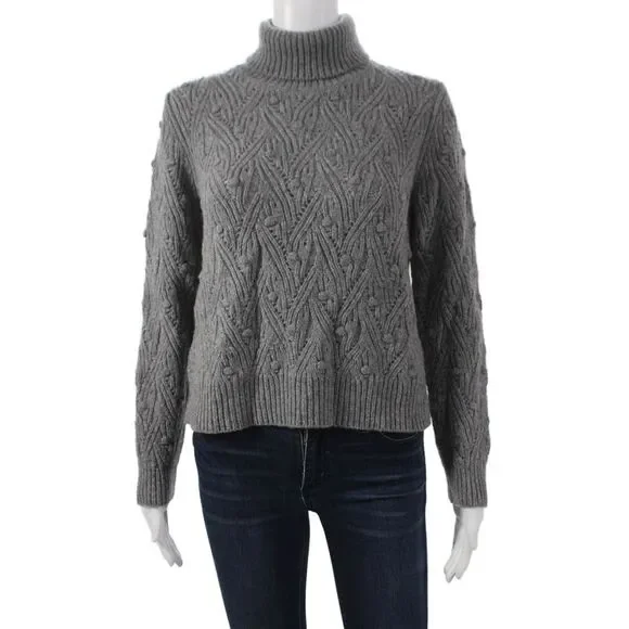 Kangra Womens Sweater Gray Wool Turtleneck Geometric Longsleeve Size 42