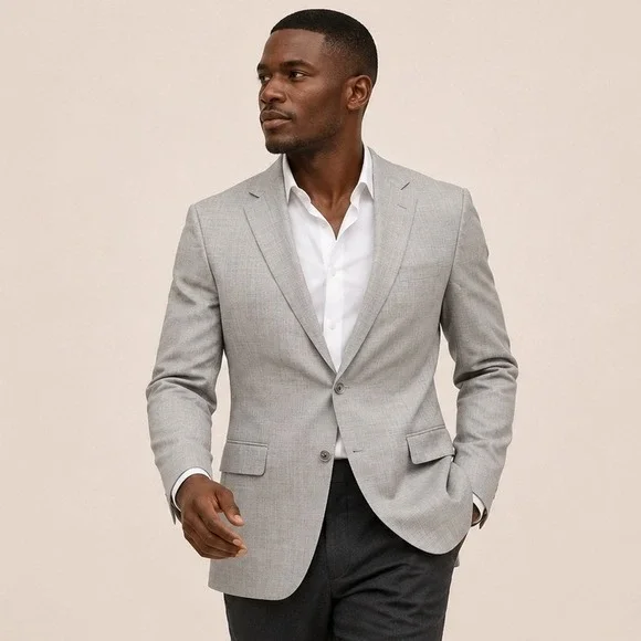 Jack Victor Elite Gray 100%‎ Wool Blazer Vitale Barberis Canonico Super 120s 44R