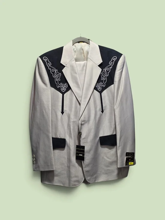 Alacran De Durango Two-Tone Western Blazer in Off-White and Black (LARGE)
