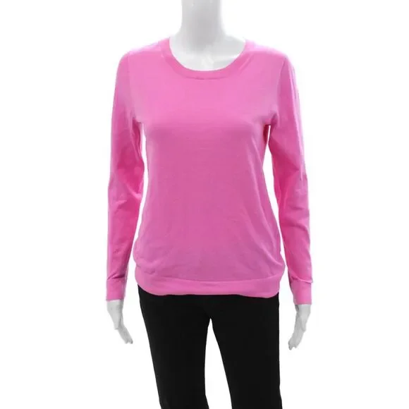 J Crew Women Basic Pink Cotton Crew Neck Long Sleeve T Shirt Size S