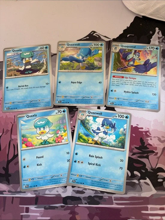 Quaxly, Quaxwell & Quaquaval Evolution Lot | Scarlet & Violet + Surging Sparks