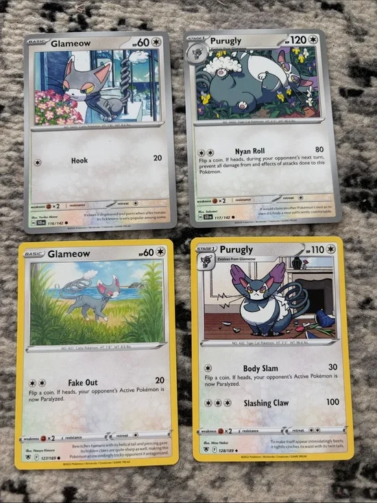 Glameow & Purugly Evolution Lot | Stellar Crown + Astral Radiance | ✨5/$25✨