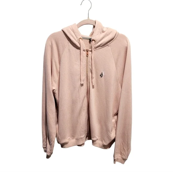 Volcom Light Pink Zipper Hoodie Size Medium