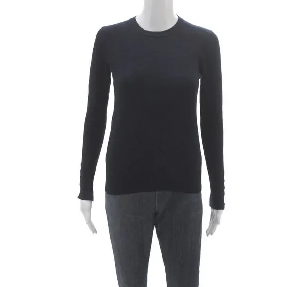 Zara Womens Pullover Sweater Black Crew Neck Long Sleeve Size S