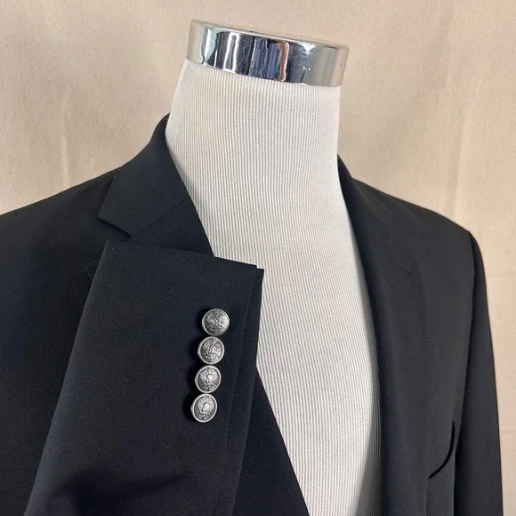 Michael Kors 46R Blazer Wool Blend Black Silver Two Button Lined Vented Formal