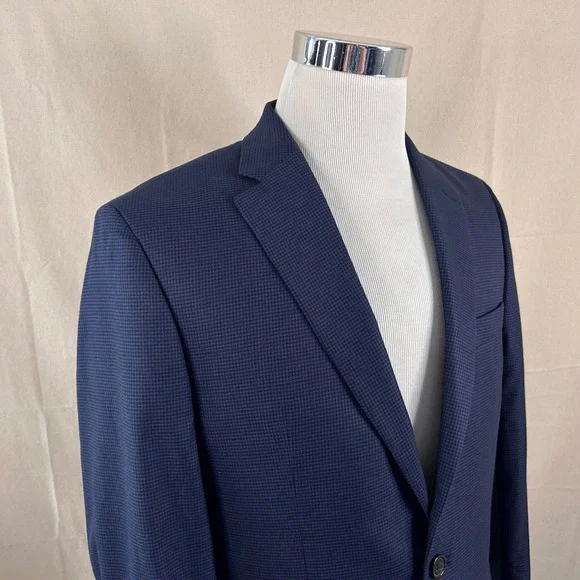 Lauren Ralph Lauren 40R Sport Coat Blue Houndstooth Two Button Lined Vented