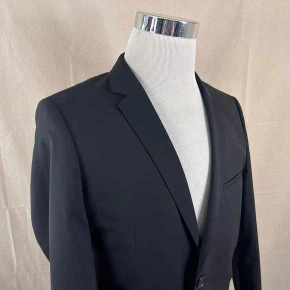 Hugo Boss 38R Arti Heilon Sport Coat Wool Blend Black Two Button Double Vented