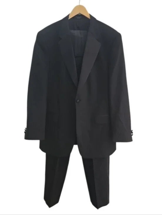 Cricketeer 4 Pc Wool Tuxedo Set 42R 32W Black Satin Formal Wedding Prom Classic