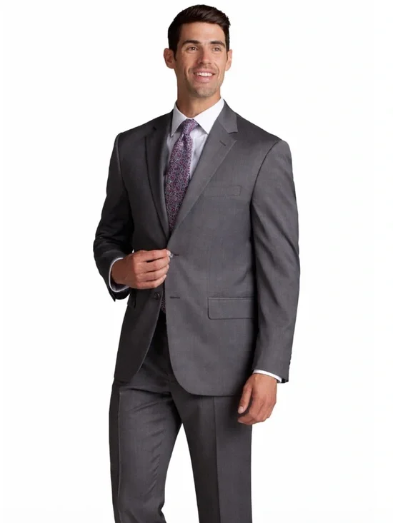 Jos A Bank Traveler Charcoal Gray 100% Wool Two Button Suit Blazer Mens 43R