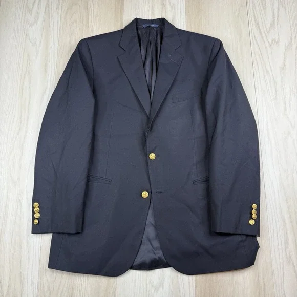 Brooks Brothers Loro Piana Wool 1818 Madison Gold Buttons Blazer Jacket Mens 40R