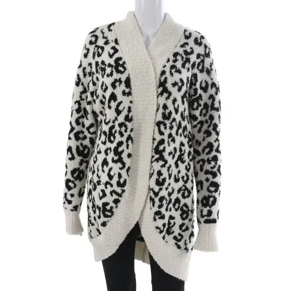Ugg Unisex Cardigan Sweater Beige Animal Print Long Sleeve Size L