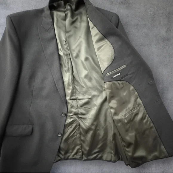 Claiborne Mens 50 Long Wool Blazer Charcoal Gray Two Button Sport Coat 50L