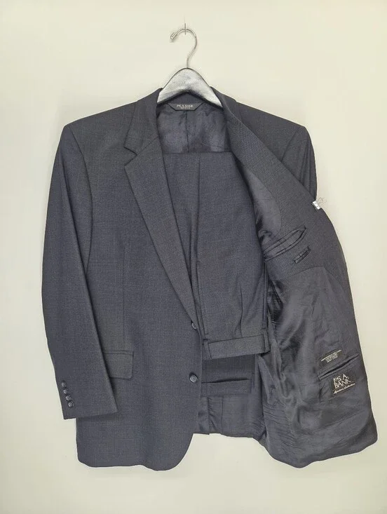 Jos. A. Bank Signature Collection 46R 38W Navy Glen Check Suit 100% Wool