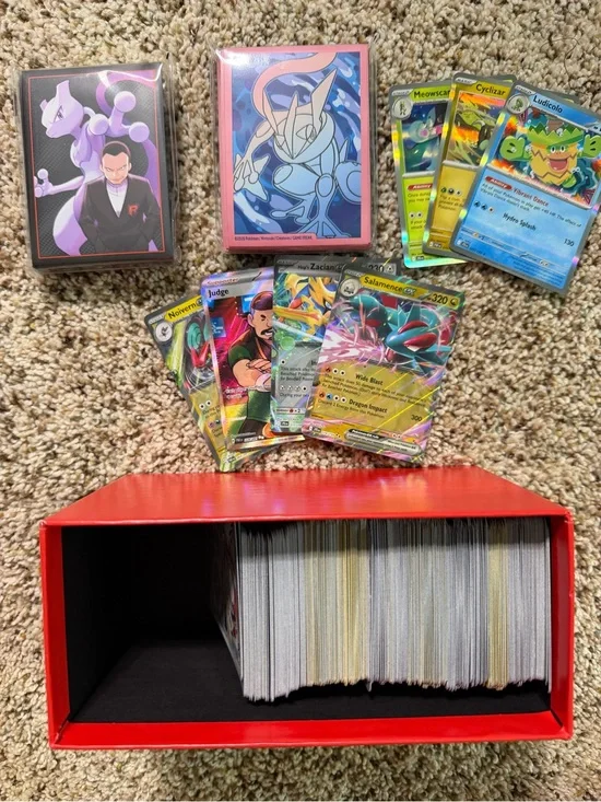 Lot Bundle of 350 Pokemon Cards and 2 Packs of Sleeves 2021-2025