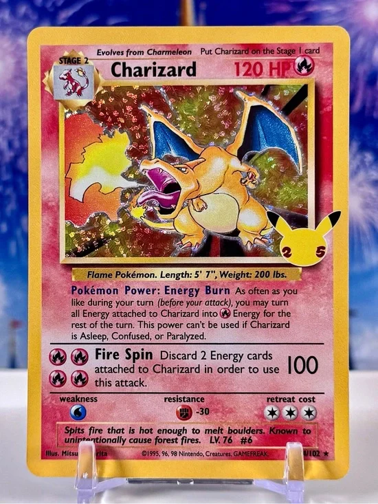 Pokémon TCG Charizard 4/102 Celebrations: Classic Collection Holo Rare