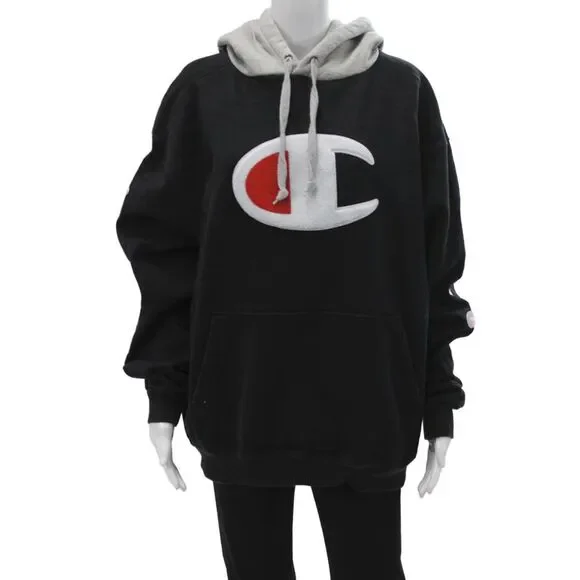 Champion X Timberland Mens Black Logo Pullover Hoodie Size XL