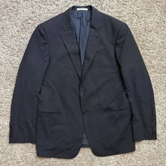 Vintage Armani Collezioni Giorgio Black Wool Suit Jacket Blazer Coat Size 40R